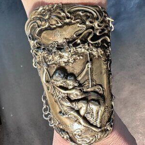 Pierre Auguste Cot Stom Lovers Gladiator Sterling Silver Cuff Bracelet Antique